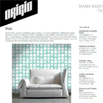 časopis Origio - článek o designových tapetách - vzor geometr - mentolově zelená tapeta